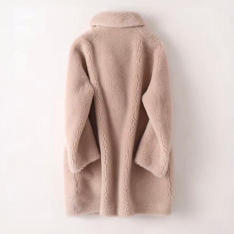 Sheaco - Manteau d'hiver confortable et oversize en peau de mouton