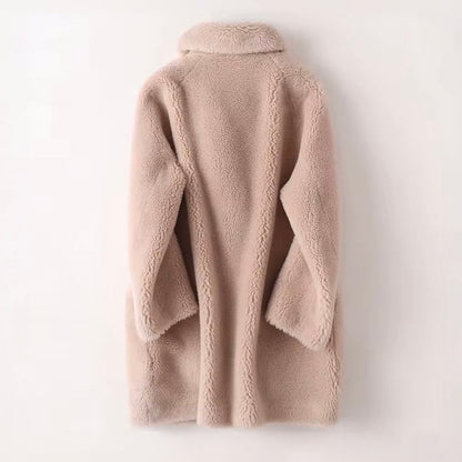 Sheaco - Manteau d'hiver confortable et oversize en peau de mouton